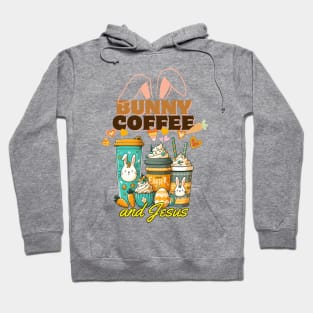 Bunny Coffee and Jesus, Easter Coffee Bunny, religious christian faith Hoodie